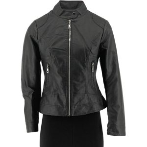 Μπουφάν Γυναικείο Δερματίνη 3051 Μαύρο e-sofi.gr
