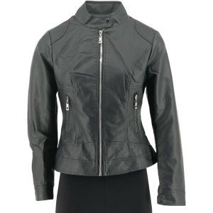 Μπουφάν Γυναικείο Δερματίνη 3051 Μαύρο e-sofi.gr