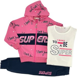 Σετ Φόρμα Φούτερ Παιδική Για Κορίτσι XW-99932 Φούξια e-sofi.gr