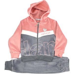 Σετ Φόρμα Βελουτέ Παιδική Για Κορίτσι P-3109 Γκρι e-sofi.gr