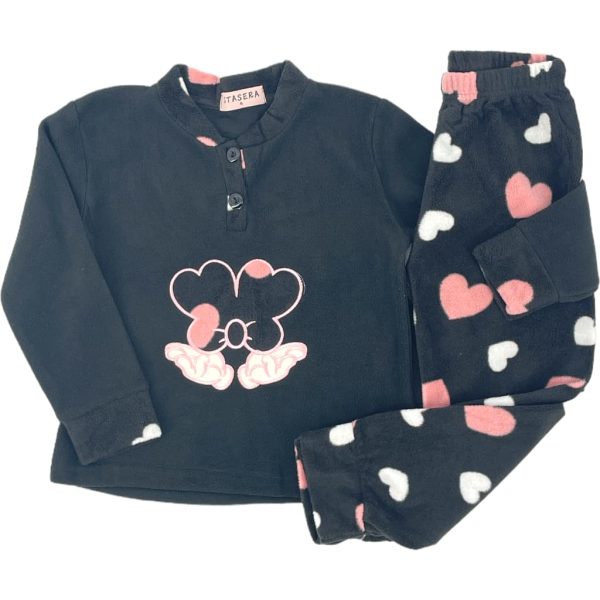 Πιτζάμα Φλις Παιδική Για Κορίτσι NA094 Μαύρο e-sofi.gr