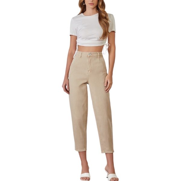 Jean Παντελόνι Γυναικείο Baggy SJ652 Μπεζ e-sofi.gr