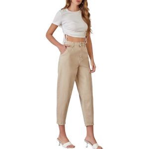 Jean Παντελόνι Γυναικείο Baggy SJ652 Μπεζ e-sofi.gr