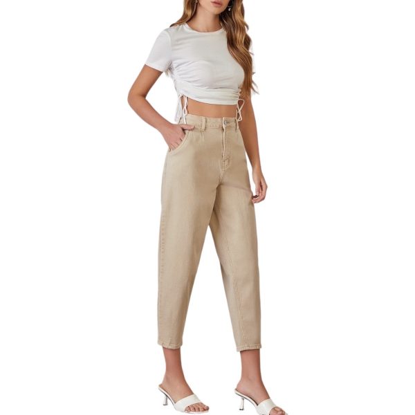 Jean Παντελόνι Γυναικείο Baggy SJ652 Μπεζ e-sofi.gr