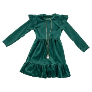 Φόρεμα Βελουτέ Για Κορίτσι 2545 Πράσινο e-sofi.gr