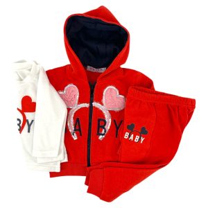 Σετ Φόρμα Φούτερ Bebe Για Κορίτσι NZ-7073 Κόκκινο e-sofi.gr