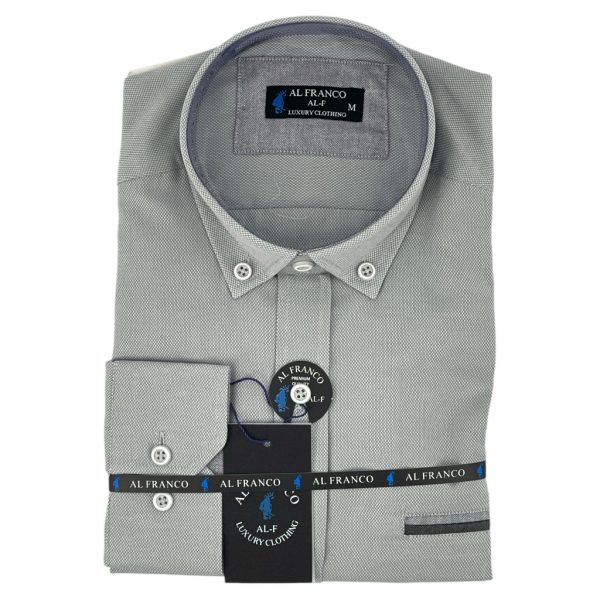Al Franco Πουκάμισο Ανδρικό ALF8 Γκρι e-sofi.gr