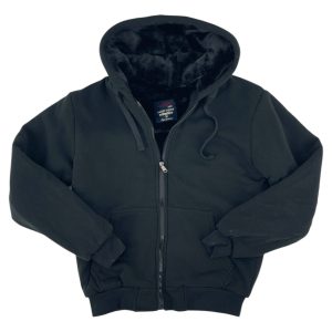 Plus Size Φούτερ Ζακέτα Με Επένδυση Γούνα JB822BIG Μαύρο e-sofi.gr