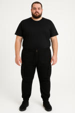 Plus Size Cargo Παντελόνι Ανδρικό 6952 Μαύρο e-sofi.gr