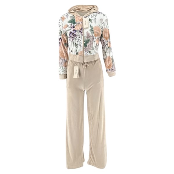 Σετ Φόρμα Βελουτέ Γυναικεία 8243 Μπεζ e-sofi.gr