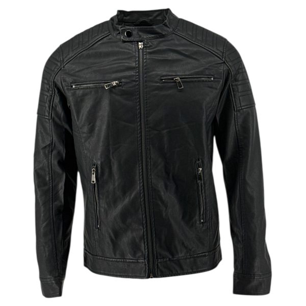 Μπουφάν Δερματίνη Ανδρικό 7461 Μαύρο e-sofi.gr